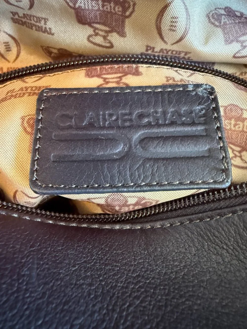 Claire Chase Leather Duffle Bag College Football Playoff Sugar Bowl Brown